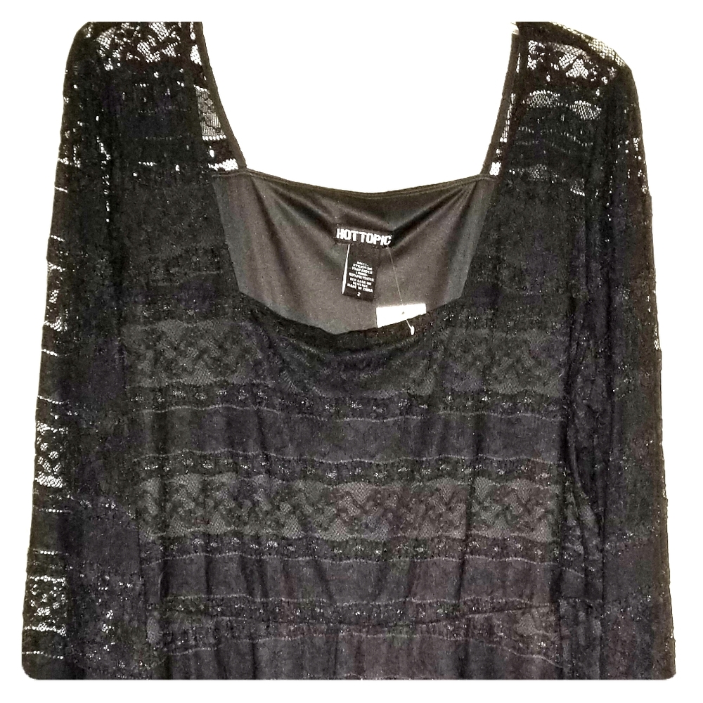 Hot Topic Black Bell Sleeve Lace Dress - Goth
